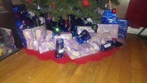All presents, wrapped in tinkerbell paper are from her, plus 4 in blue paper. 